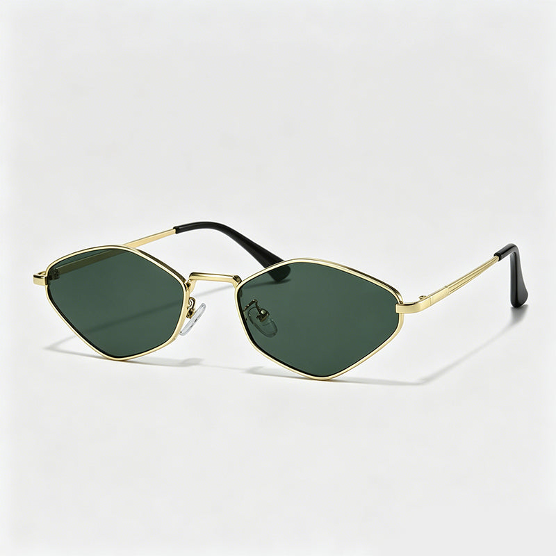 Tiny Irregular Diamond Metal Cat Eye Sunglasses