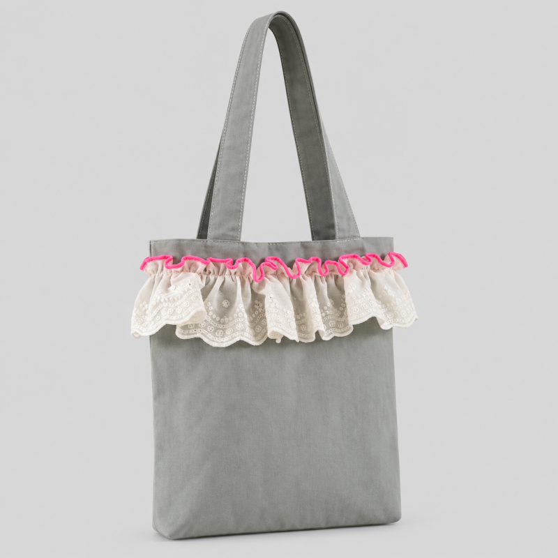 Floral Lace Trim Shoulder Handle Bag