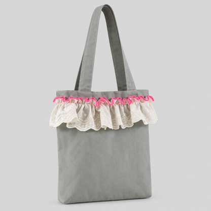 Floral Lace Trim Shoulder Handle Bag