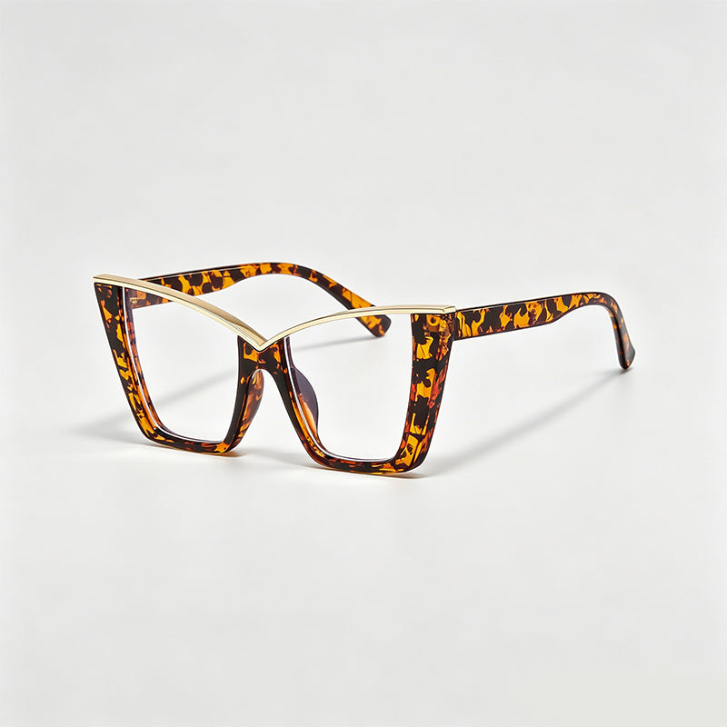 Metallic V-Brow Cat Eye Glasses