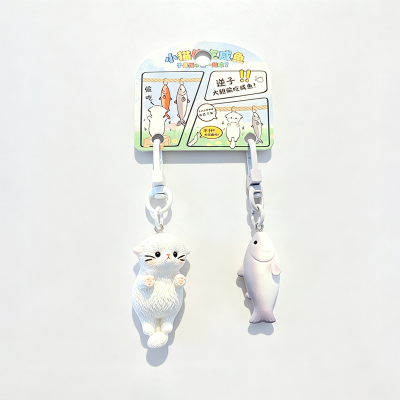 Resin Cat‑Fish Pair Keychain