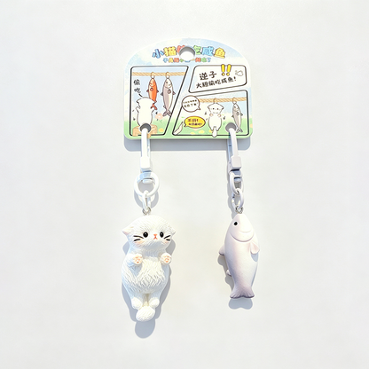 Resin Cat‑Fish Pair Keychain