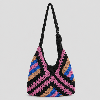 Striped Crochet Shoulder Bag