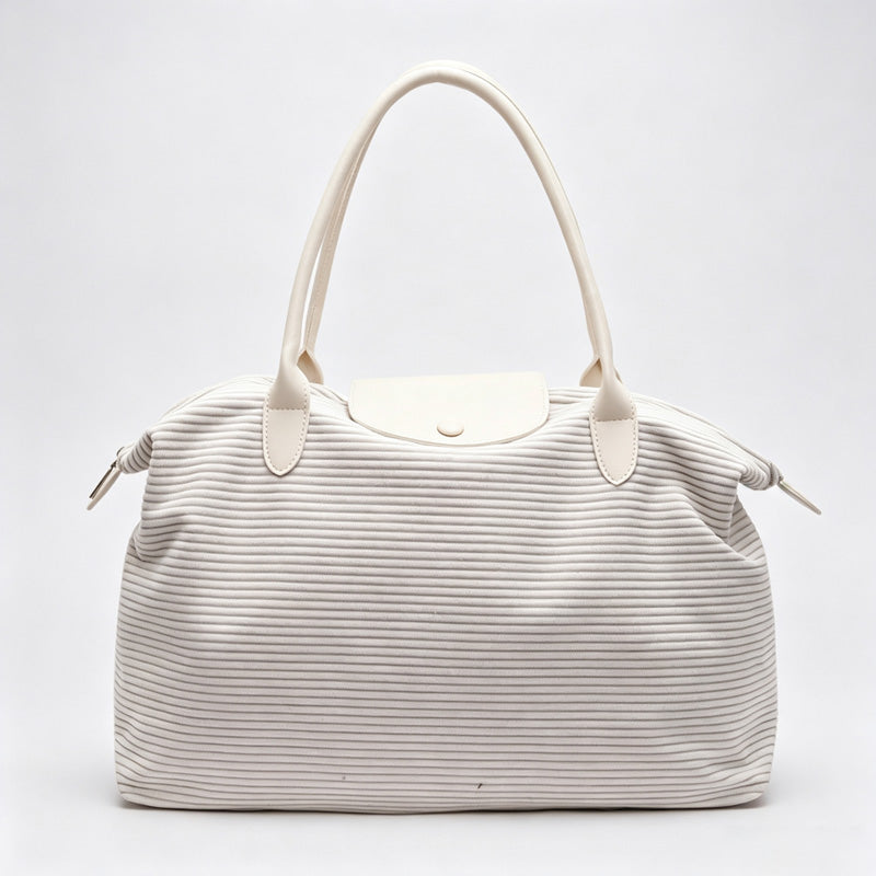 Striped Velvet Travel Tote Bag
