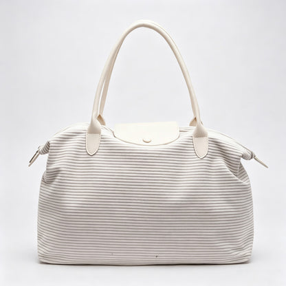 Striped Velvet Travel Tote Bag