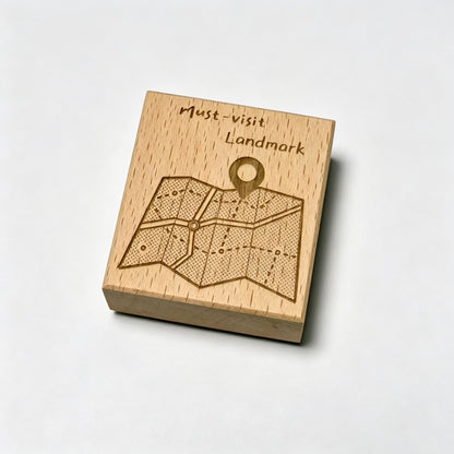 Map Pattern Beech Wood Stamp