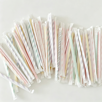 Wrapped Paper Drinking Straws Set
