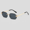 Rimless Jagged Edge Gradient Lens Metal Sunglasses