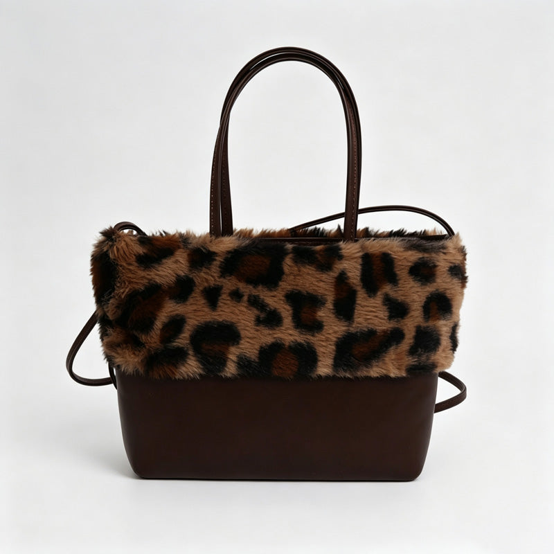 Leopard Print Plush Crossbody Bag