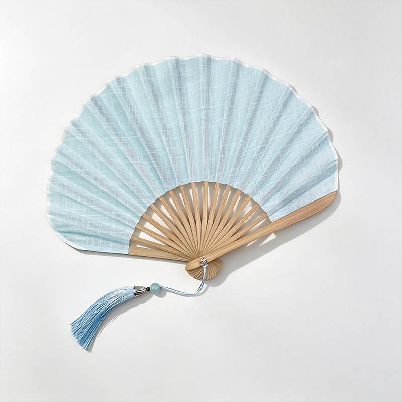 Linen Cotton Shell Shape Folding Fan