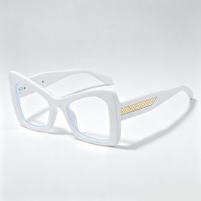 Gold Mesh Decor Cat Eye Oversized Sunglasses