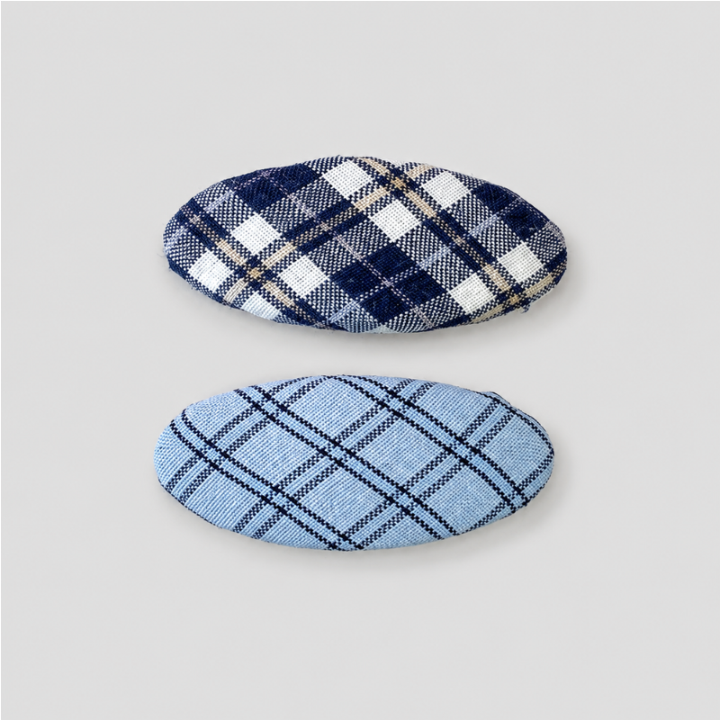 Blue Plaid Hair Clip Set