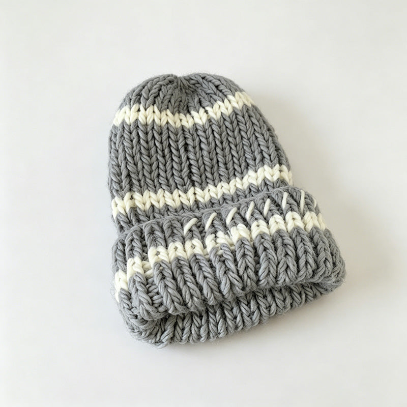 Striped Chunky Knit Beanie