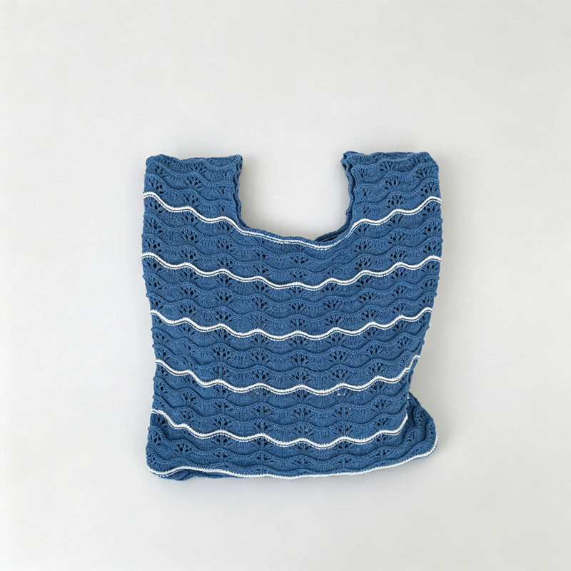 Wavy Stripe Knit Tote Bag