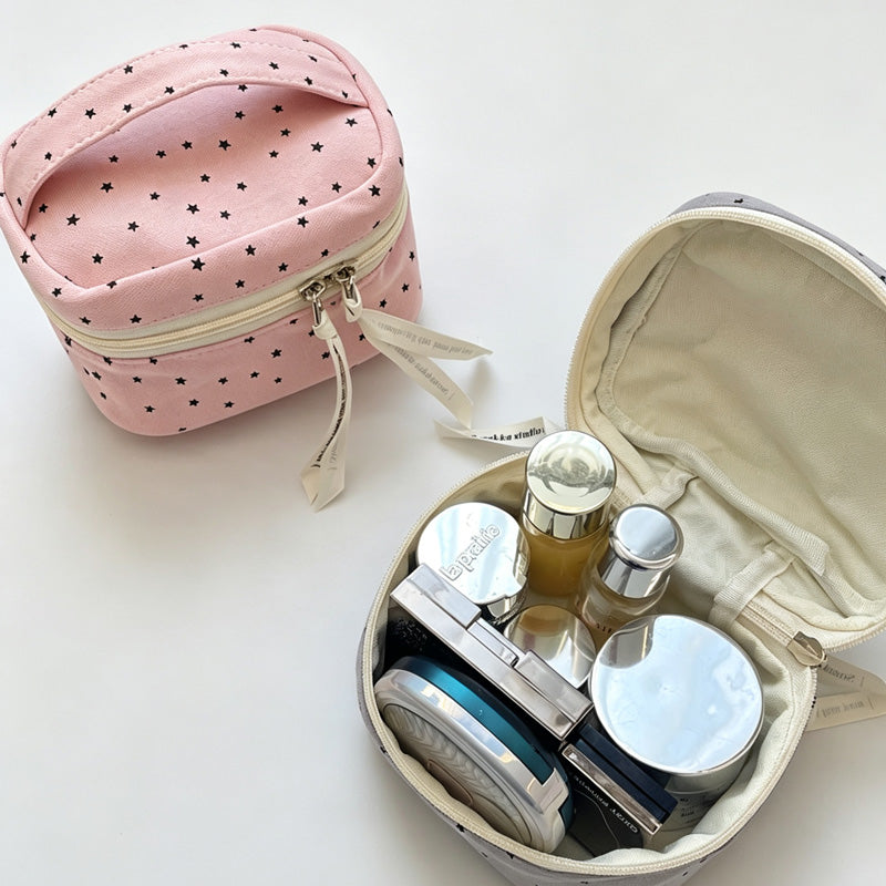 Handled Star Print Makeup Bag