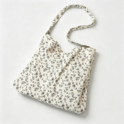 Floral Print Lined Shoulder Tote Bag
