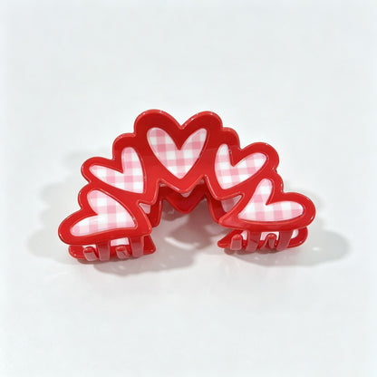 Heart Gingham Claw Clip