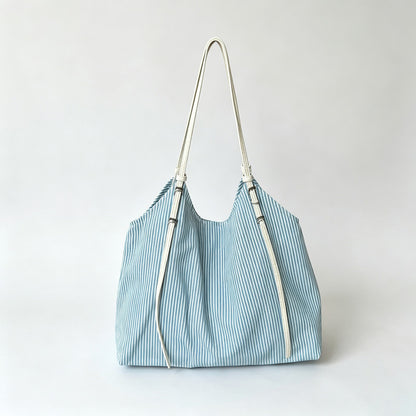 Striped Canvas Hobo Tote Bag