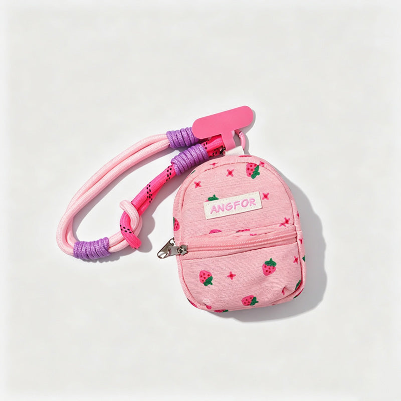 Strawberry Print Mini Zipper Pouch