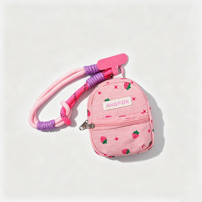 Strawberry Print Mini Zipper Pouch