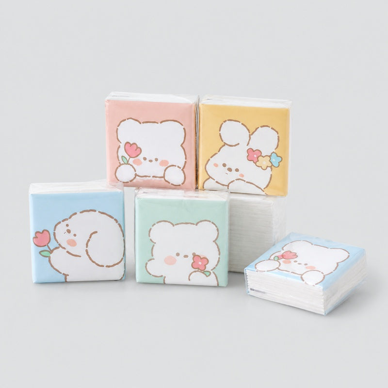 White Bear Print Pocket Tissues Set