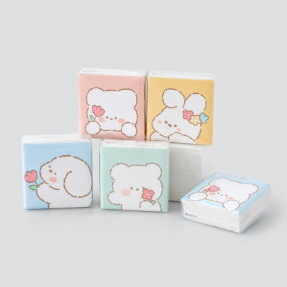 White Bear Print Pocket Tissues Set