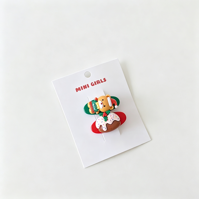 2PCS Soft Clay Christmas Hair Clips