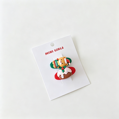 2PCS Soft Clay Christmas Hair Clips