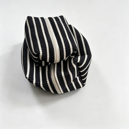Striped Zipper Cosmetic Storage Pouch