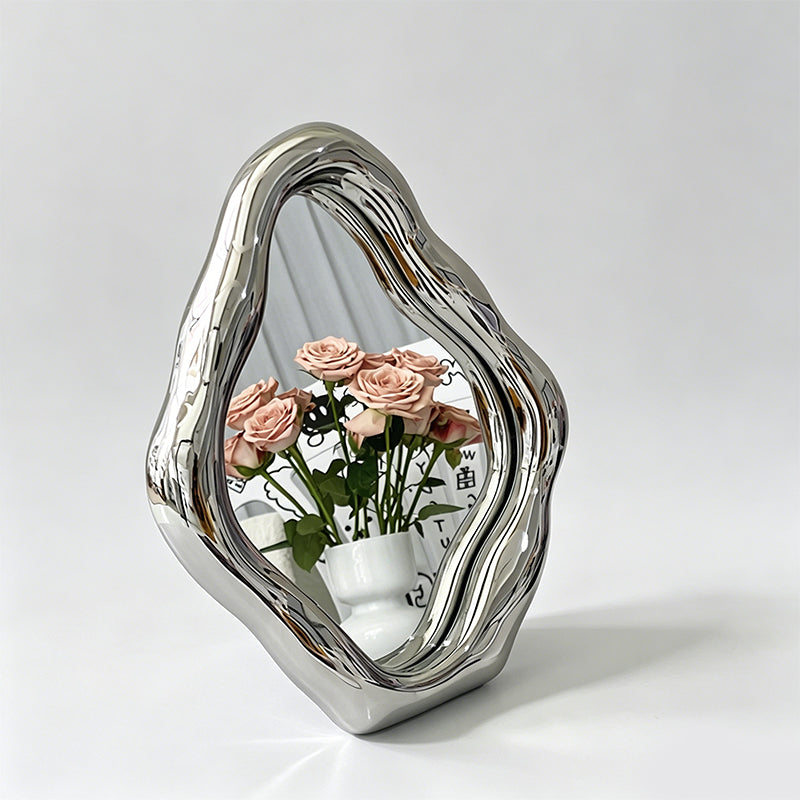 Irregular Wavy Ceramic Framed Decor Mirror