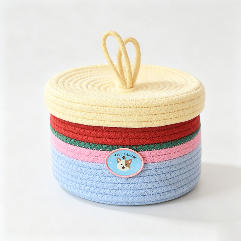 Striped Rope Storage Basket