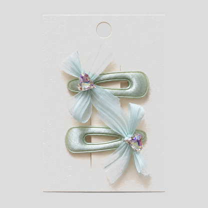 Bow Rhinestone BB Hair Clips