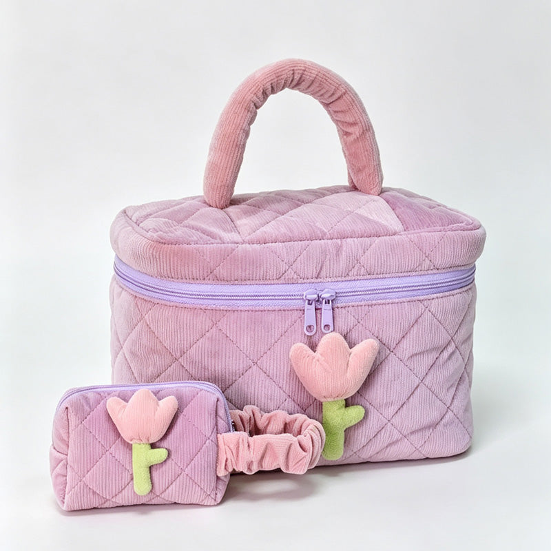 Corduroy Quilted Cosmetic Bag