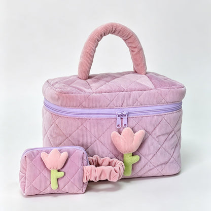 Corduroy Quilted Cosmetic Bag