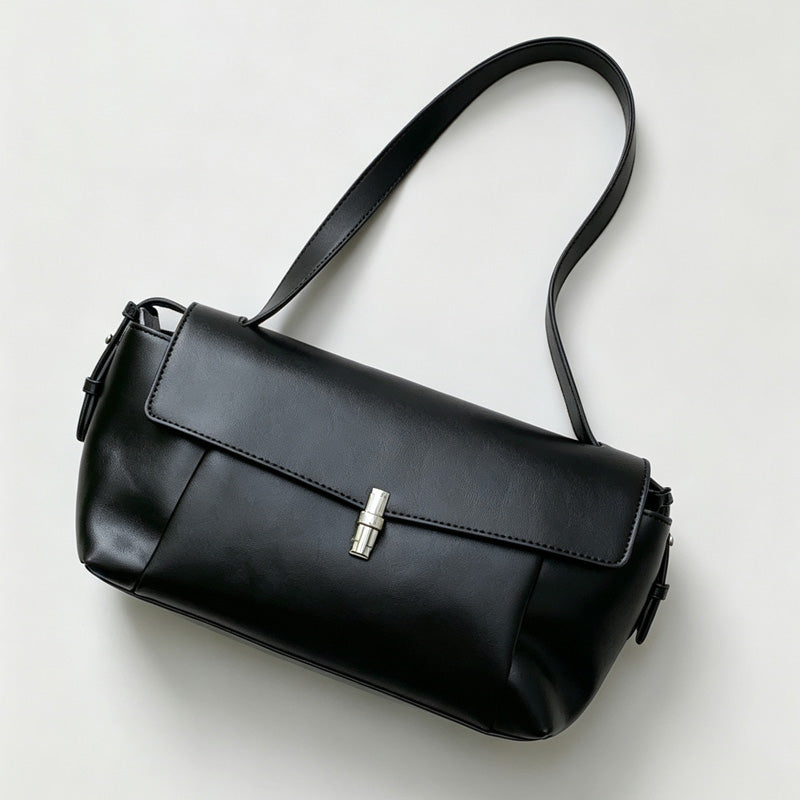 Bar Clasp Flap Shoulder Bag