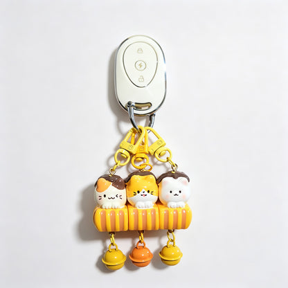 Magnetic 3‑Piece Cat Pastry Keychain Set