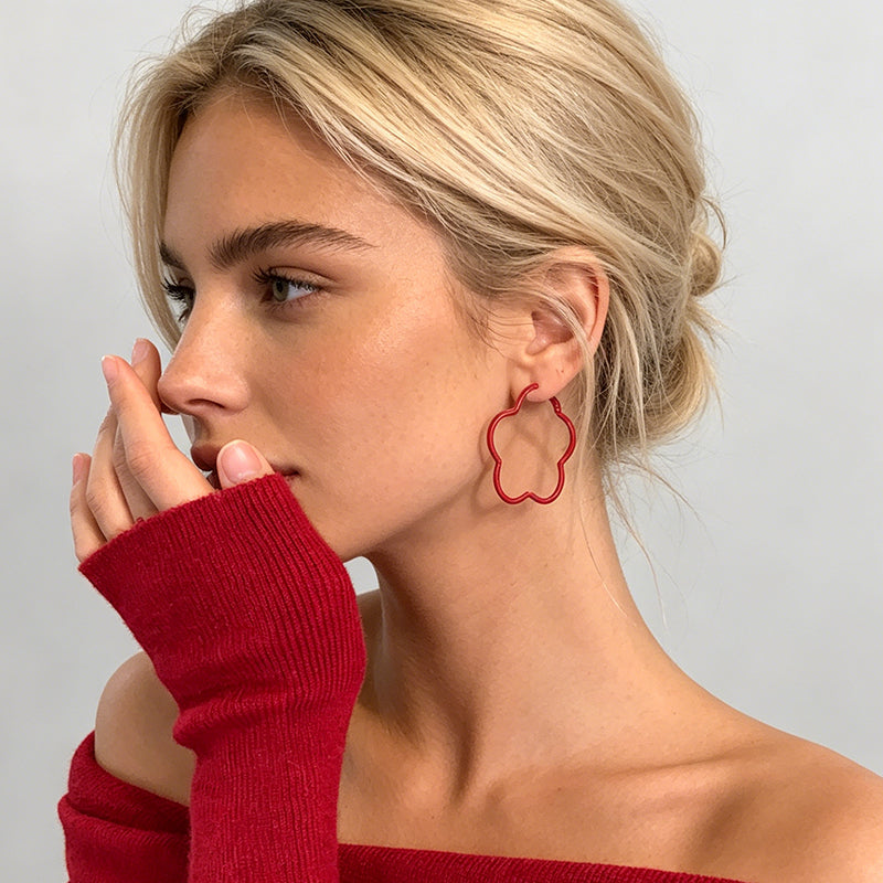 Vintage Modern Red Flower Copp - Shopdayla Wholesale - #9378