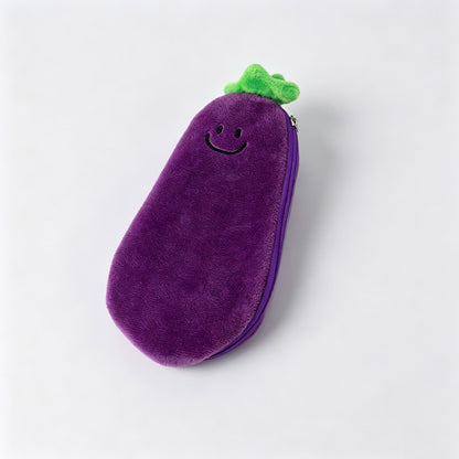 Vegetable‑Shaped Plush Zipper Pencil Pouch