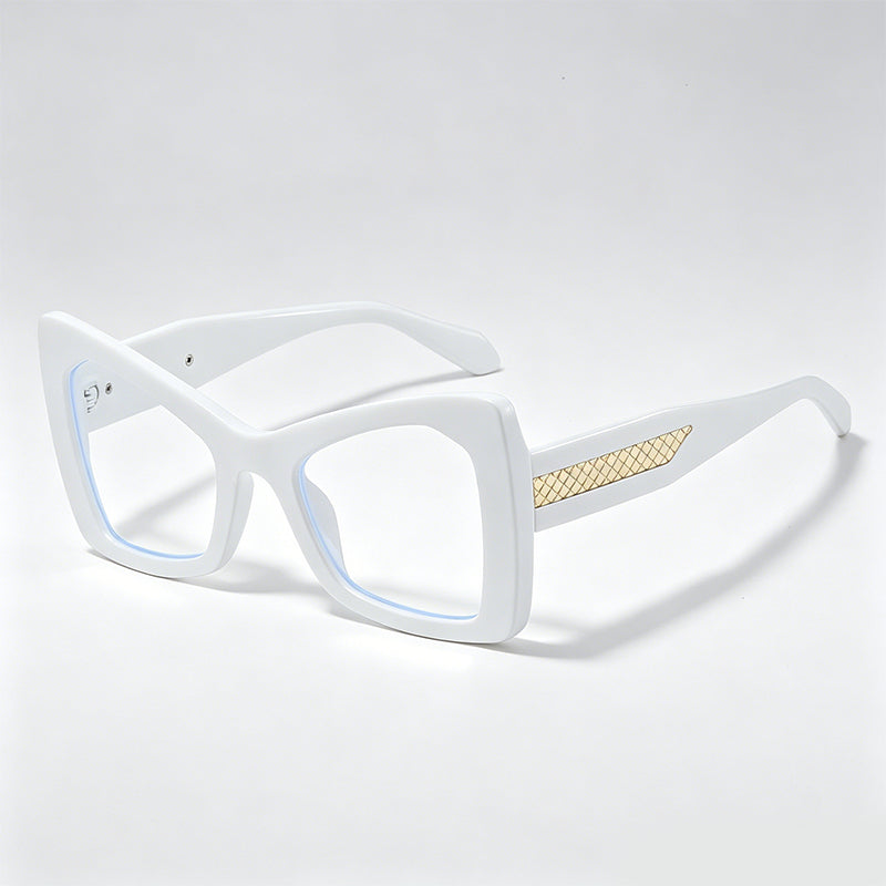 Gold Mesh Decor Cat Eye Oversized Sunglasses