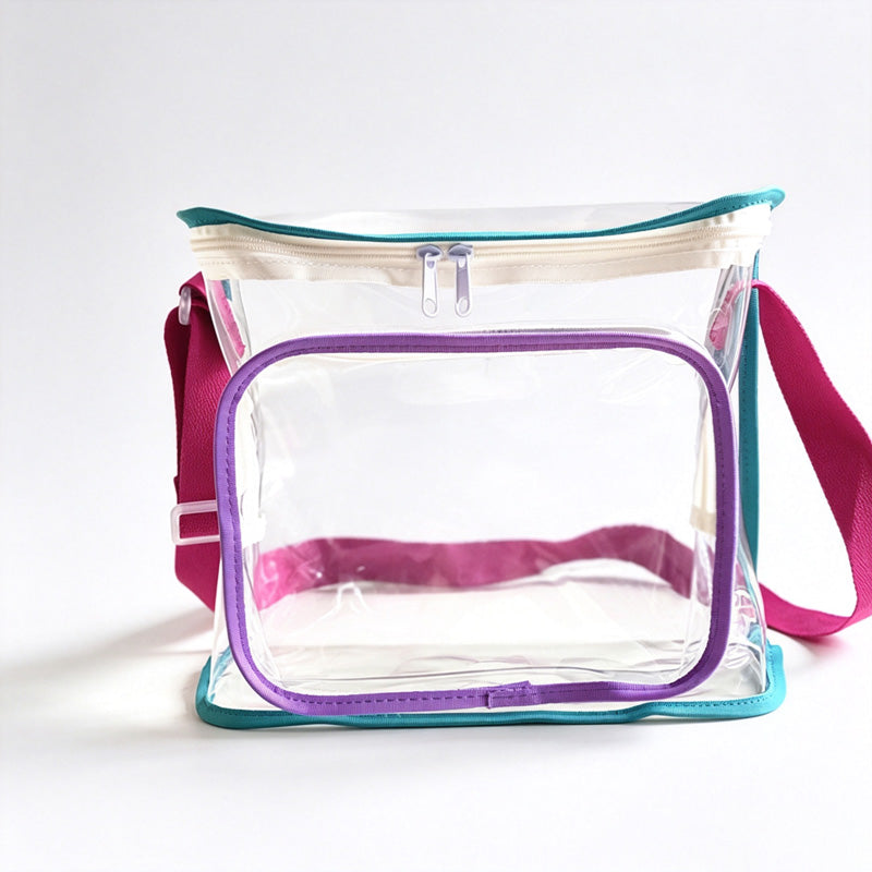 Color‑Trim PVC Crossbody Pouch