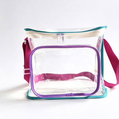 Color‑Trim PVC Crossbody Pouch