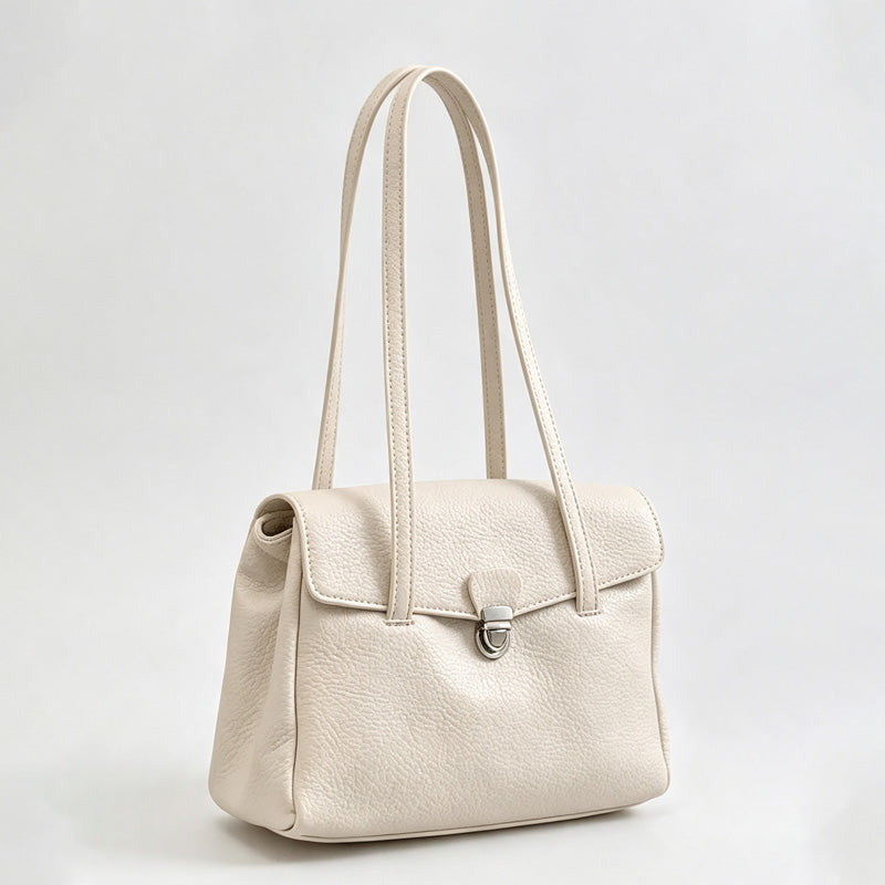 Litchi Grain Lock Clasp Shoulder Bag