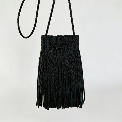 Fringe Drawstring Bucket Bag