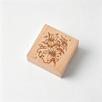 Floral Wooden Rubber Stamp