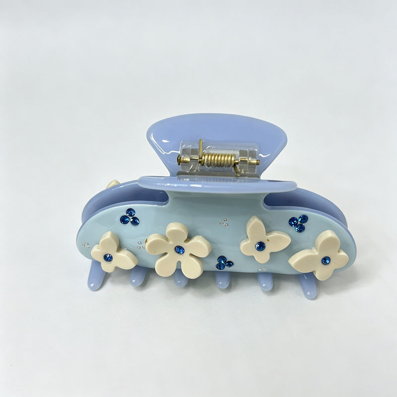 Flower Butterfly Rhinestone Claw Clips