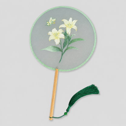 Silk Embroidery Round Hand Fan