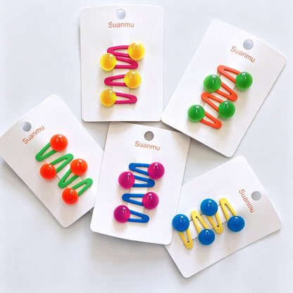 Bright Candy Bead BB Snap Hair Clips