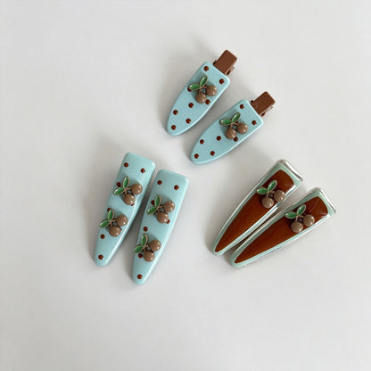 Cherry Polka Dot Hair Clips