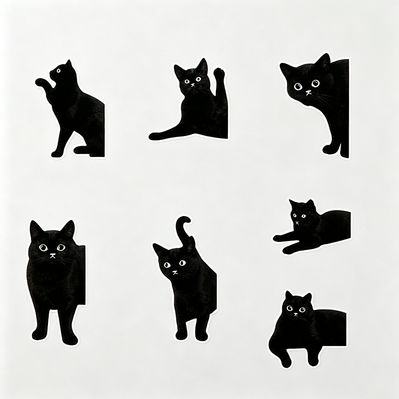 Black Cat Silhouette Magnetic Bookmarks
