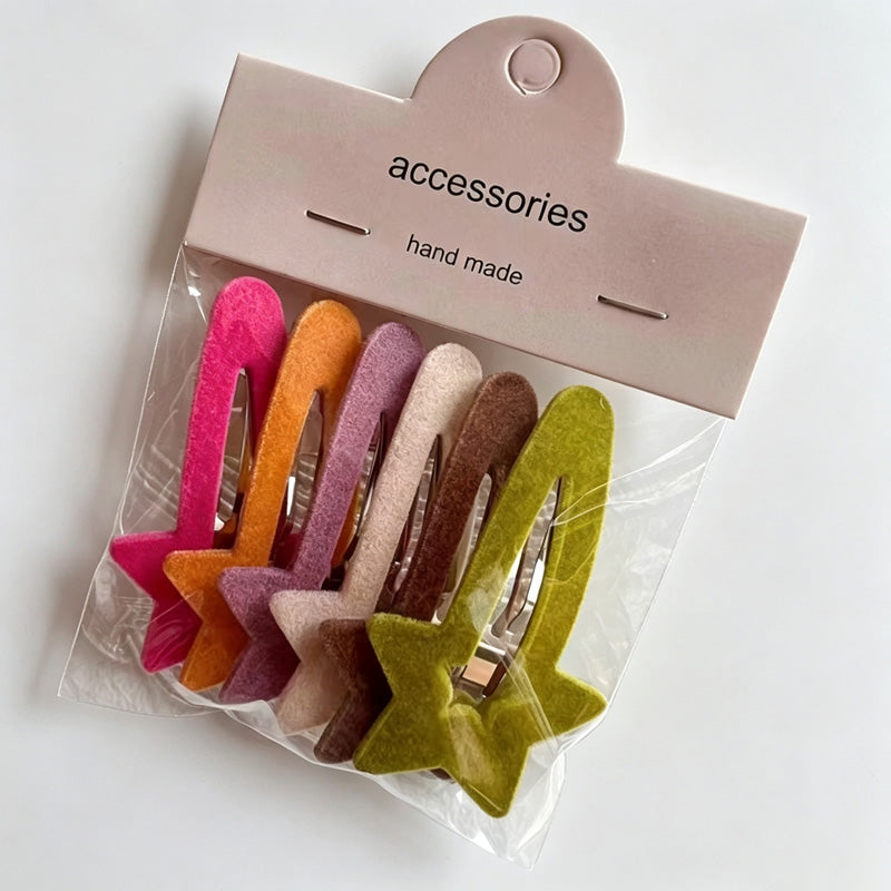 6PCS Kids Fabric BB Hair Clips Set